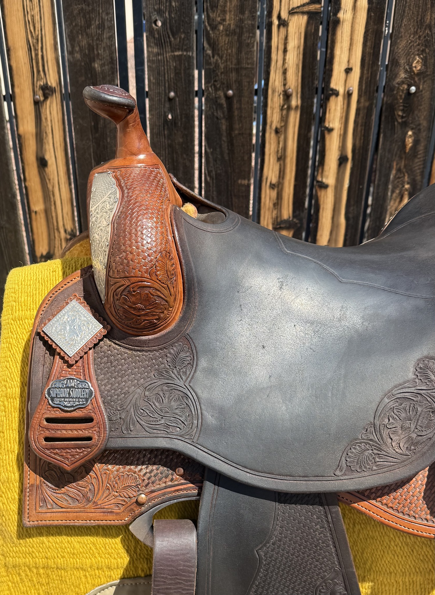 Casey Deary Reiner — horn and seat detail with Superior badge